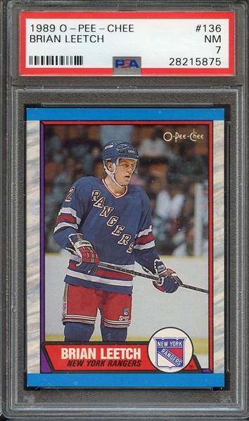 1989 O-PEE-CHEE 136 BRIAN LEETCH PSA NM 7