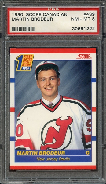 1990 SCORE CANADIAN 439 MARTIN BRODEUR PSA NM-MT 8