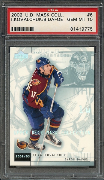 2002 UPPER DECK MASK COLLECTION 6 B.DAFOE/I.KOVALCHUK PSA GEM MT 10