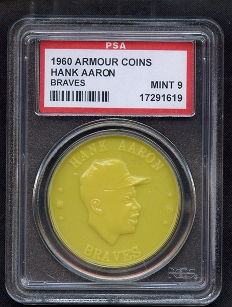 1960 ARMOUR COINS HANK AARON BRAVES PSA MINT 9