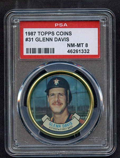 1987 TOPPS COINS 31 GLENN DAVIS PSA NM-MT 8