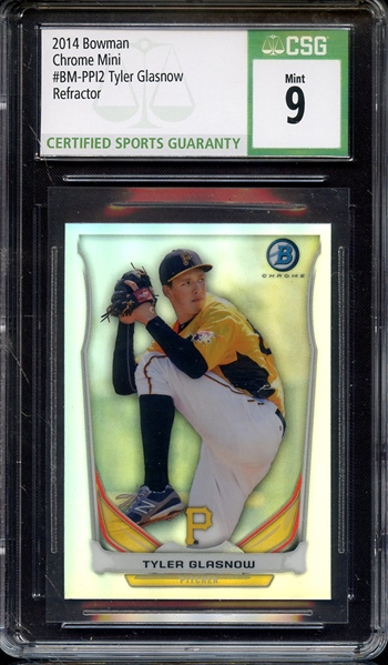 2014 BOWMAN CHROME MINI REFRACTOR TYLER GLASNOW CSG MINT 9