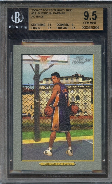 2006 TOPPS TURKEY RED AD BACK 221B JORDAN FARMAR BGS GEM MINT 9.5