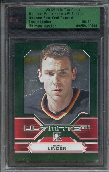 2012/13 IN THE GAME ULTIMATE MEMORAVILIA 12 EDITION TREVOR LINDEN EMERALD 59/60