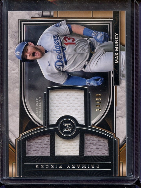 2021 TOPPS PRIMARY PIECES MAX MUNCY GAME USED JERSEY 24/99