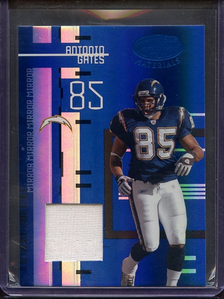 2005 LEAF CERTIFIED ATERIALS BLUE MIRROR ANTONIO GATES GAME USED JERSEY 05/50