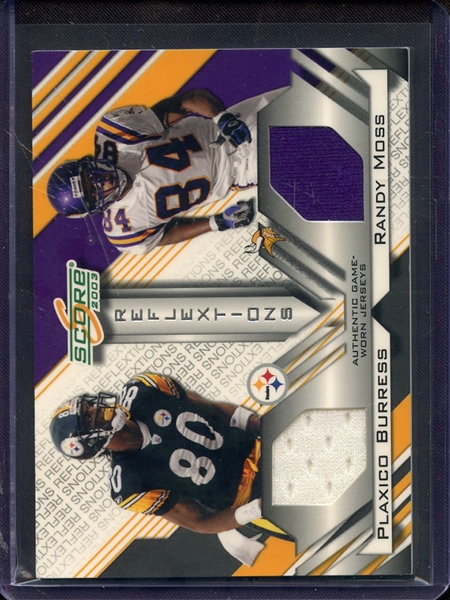 2003 SCORE REFLECTIONS PLAXICO BURESSS RANDY MOSS GAME USED JERSEY 158/250