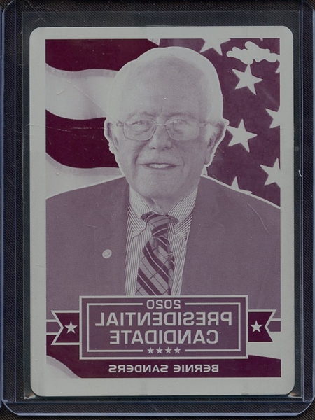 2019 LEAF 2020 PRESIDENTIAL CANDIDATE MAGENTA PLATE BERNIE SANDERS 1/1