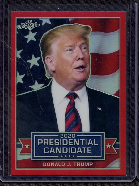 2019 LEAF 2020 PRESIDENTIAL CANDIDATE RED PRISMATIC DONALD J TRUMP 4/5