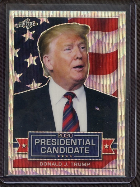 2019 LEAF 2020 PRESIDENTIAL CANDIDATE SILVER PRISMATIC WAVE DONALD J TRUMP