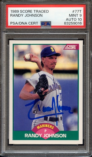 1989 SCORE TRADED 77T SIGNED RANDY JOHNSON PSA MINT 9 PSA/DNA AUTO 10