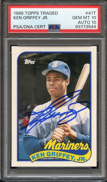 1989 TOPPS TRADED 41T SIGNED KEN GRIFFEY JR PSA GEM MT 10 PSA/DNA AUTO 10