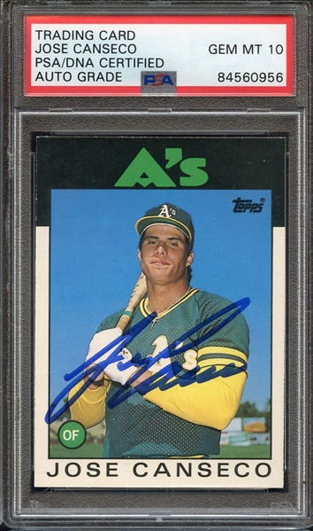 1986 TOPPS TRADED 20T SIGNED JOSE CANSECO PSA/DNA AUTO 10