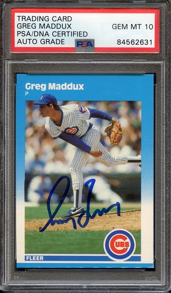 1987 FLEER UPDATE U68 SIGNED GREG MADDUX PSA/DNA AUTO 10