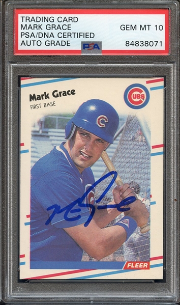 1988 FLEER UPDATE U77 SIGNED MARK GRACE PSA/DNA AUTO 10