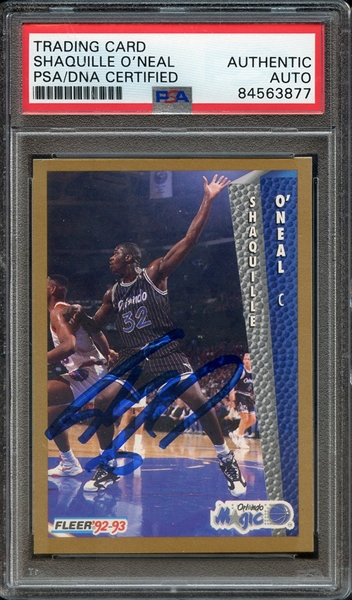 1992 FLEER 401 SIGNED SHAQUILLE O'NEAL PSA/DNA AUTO AUTHENTIC