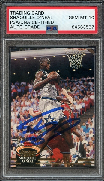 1992 STADIUM CLUB 247 SIGNED SHAQUILLE O'NEAL PSA/DNA AUTO 10