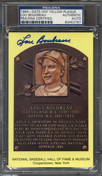 LOU BOUDREAU SIGNED HOF POSTCARD PSA/DNA AUTO AUTHENTIC