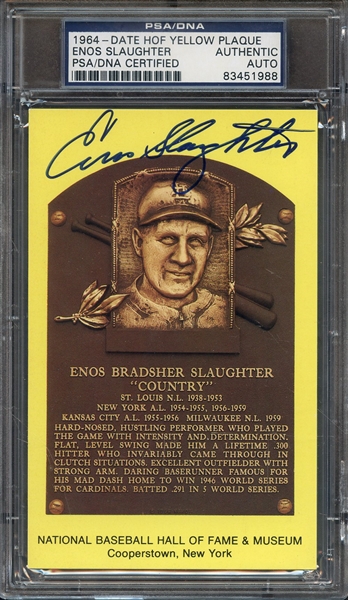 ENOS SLAUGHTER SIGNED HOF POSTCARD PSA/DNA AUTO AUTHENTIC