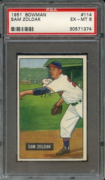 1951 BOWMAN 114 SAM ZOLDAK PSA EX-MT 6