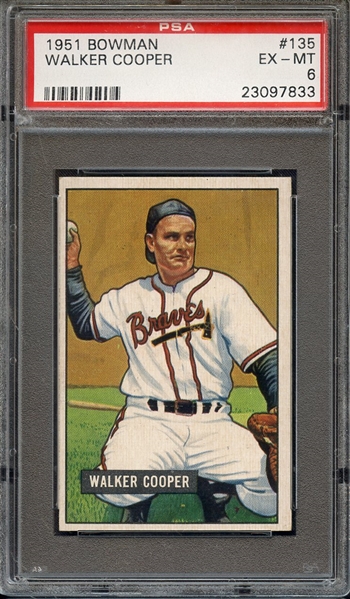 1951 BOWMAN 135 WALKER COOPER PSA EX-MT 6