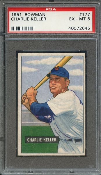 1951 BOWMAN 177 CHARLIE KELLER PSA EX-MT 6