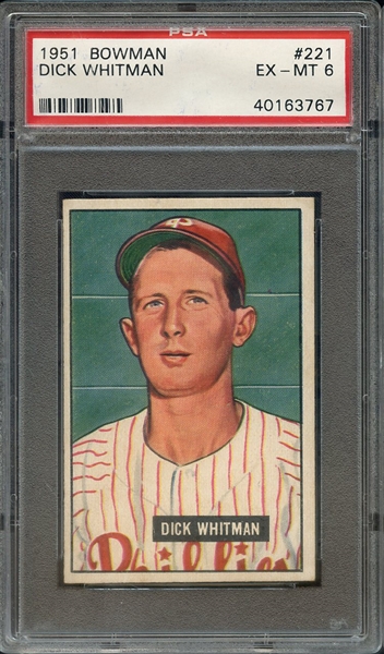 1951 BOWMAN 221 DICK WHITMAN PSA EX-MT 6