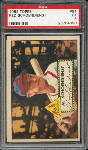 1952 TOPPS 91 RED SCHOENDIENST PSA EX 5