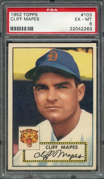 1952 TOPPS 103 CLIFF MAPES PSA EX-MT 6