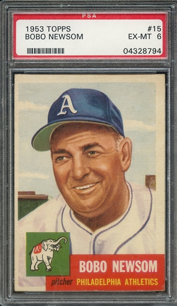 1953 TOPPS 15 BOBO NEWSOM PSA EX-MT 6