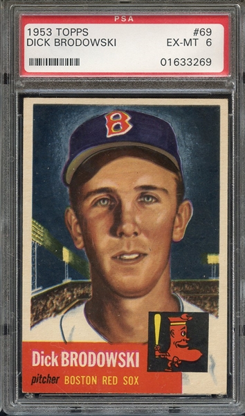 1953 TOPPS 69 DICK BRODOWSKI PSA EX-MT 6