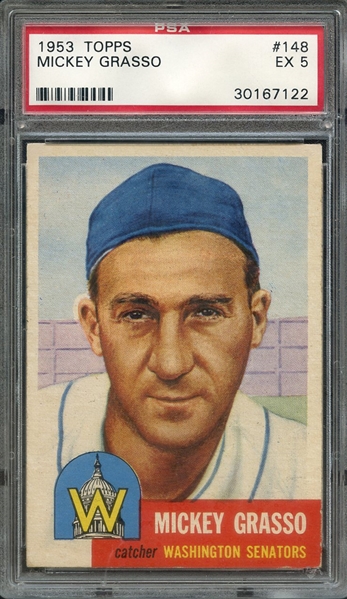 1953 TOPPS 148 MICKEY GRASSO PSA EX 5