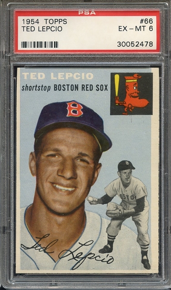 1954 TOPPS 66 TED LEPCIO PSA EX-MT 6