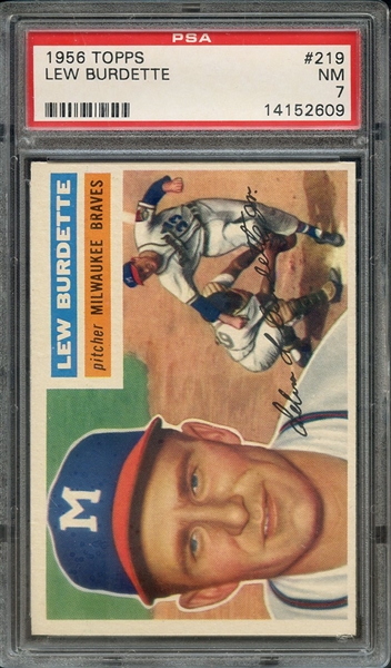 1956 TOPPS 219 LEW BURDETTE PSA NM 7