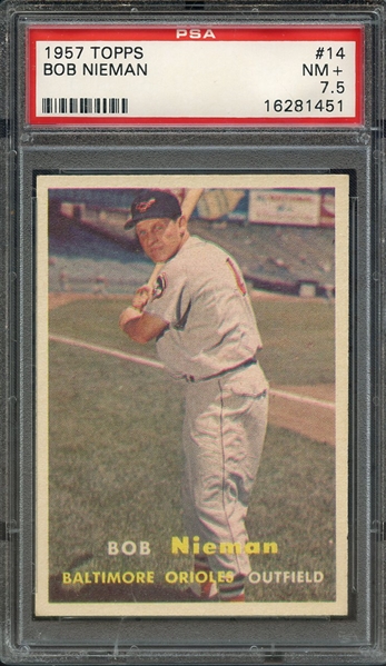 1957 TOPPS 14 BOB NIEMAN PSA NM+ 7.5