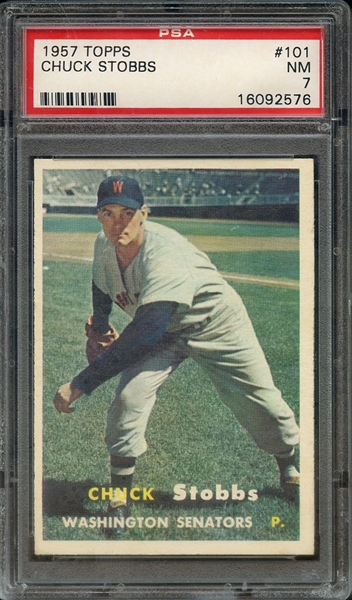 1957 TOPPS 101 CHUCK STOBBS PSA NM 7