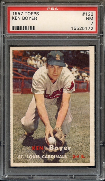 1957 TOPPS 122 KEN BOYER PSA NM 7