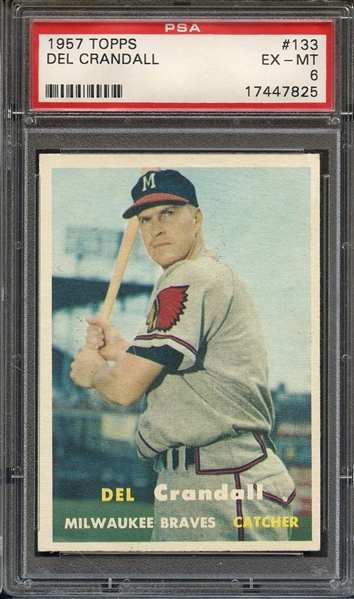 1957 TOPPS 133 DEL CRANDALL PSA EX-MT 6