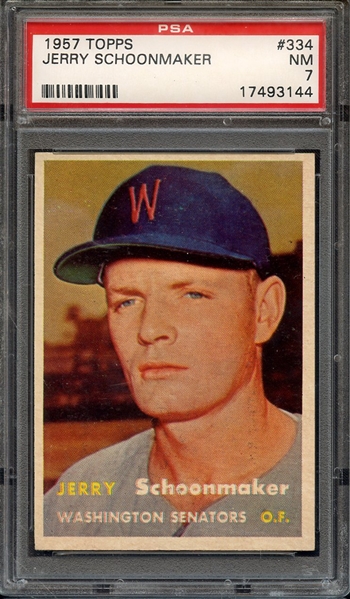 1957 TOPPS 334 JERRY SCHOONMAKER PSA NM 7