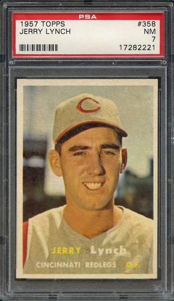 1957 TOPPS 358 JERRY LYNCH PSA NM 7