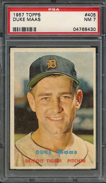 1957 TOPPS 405 DUKE MAAS PSA NM 7