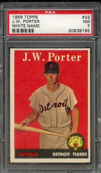 1958 TOPPS 32 J.W. PORTER WHITE NAME PSA NM 7