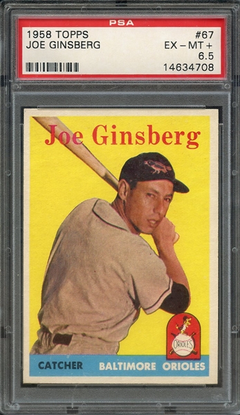 1958 TOPPS 67 JOE GINSBERG PSA EX-MT+ 6.5