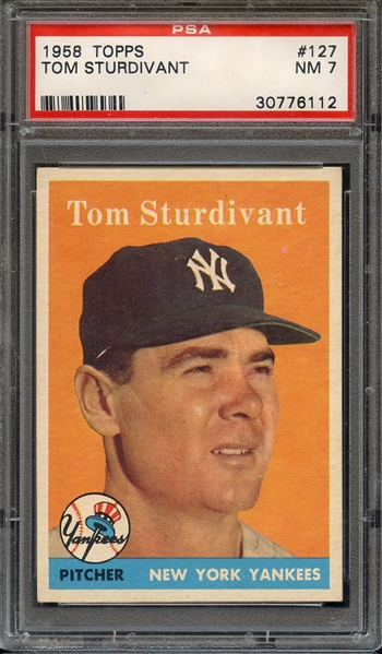 1958 TOPPS 127 TOM STURDIVANT PSA NM 7