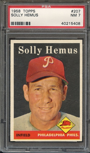 1958 TOPPS 207 SOLLY HEMUS PSA NM 7