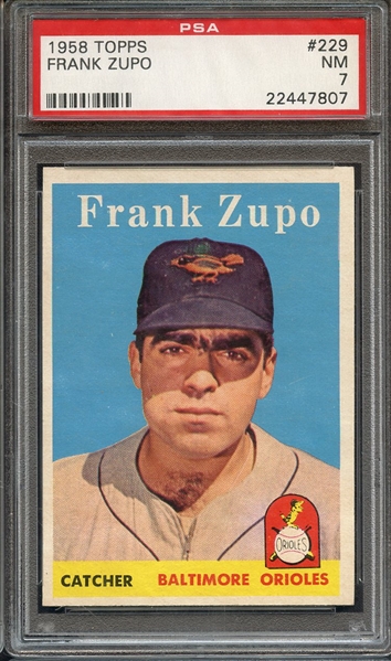 1958 TOPPS 229 FRANK ZUPO PSA NM 7