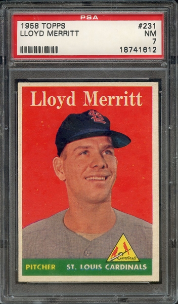 1958 TOPPS 231 LLOYD MERRITT PSA NM 7