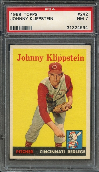 1958 TOPPS 242 JOHNNY KLIPPSTEIN PSA NM 7