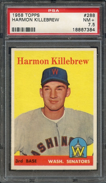 1958 TOPPS 288 HARMON KILLEBREW PSA NM+ 7.5