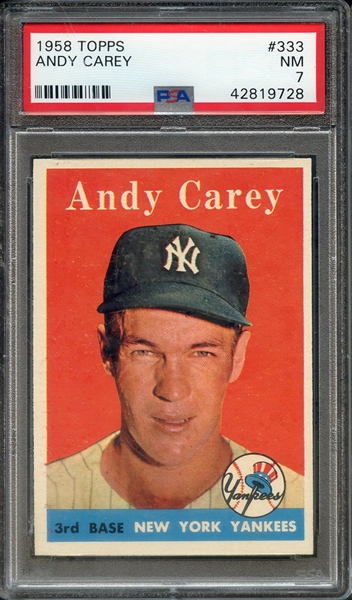 1958 TOPPS 333 ANDY CAREY PSA NM 7